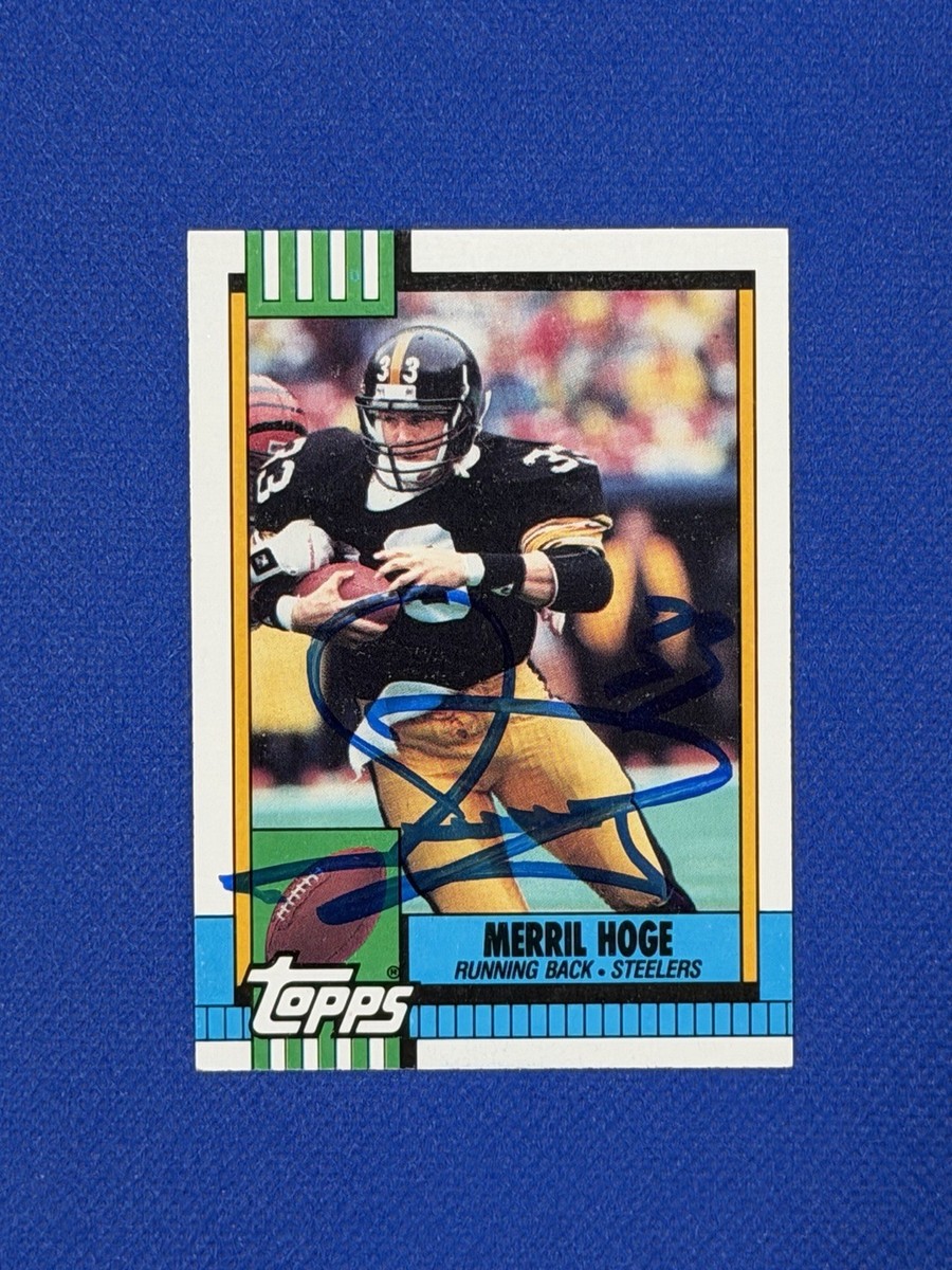 Merril Hoge Signed 1990 Topps #185 Card Pittsburgh Steelers auto