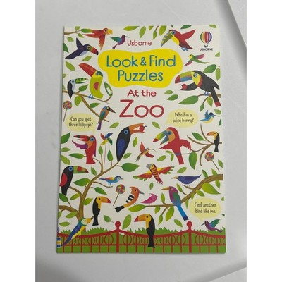 BRAND NEW Usborne Paperback Look & Find Puzzles at the Zoo Educational Paper Pie