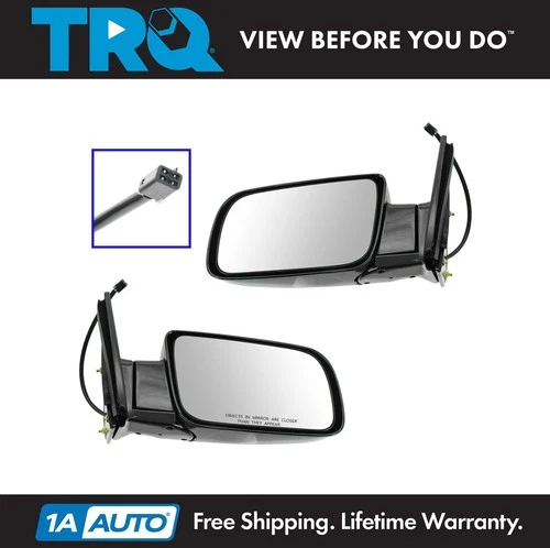 TRQ Mirrors Power Black Folding Left/Right Pair Set for Chevy GMC Pickup Truck