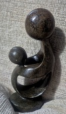 Vtg Zimbabwe Shona Stone Abstract  Sculpture Mother And Child Signed Marshal 