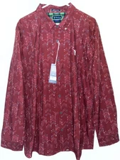 William Murray Mens XL Golf Club Herringbone Long Sleeve Button Down Maroon NWT