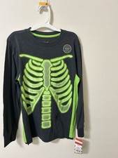 Cat Jack Gray Long Sleeve Glow in the Dark Skeleton Tee Size S 6/7