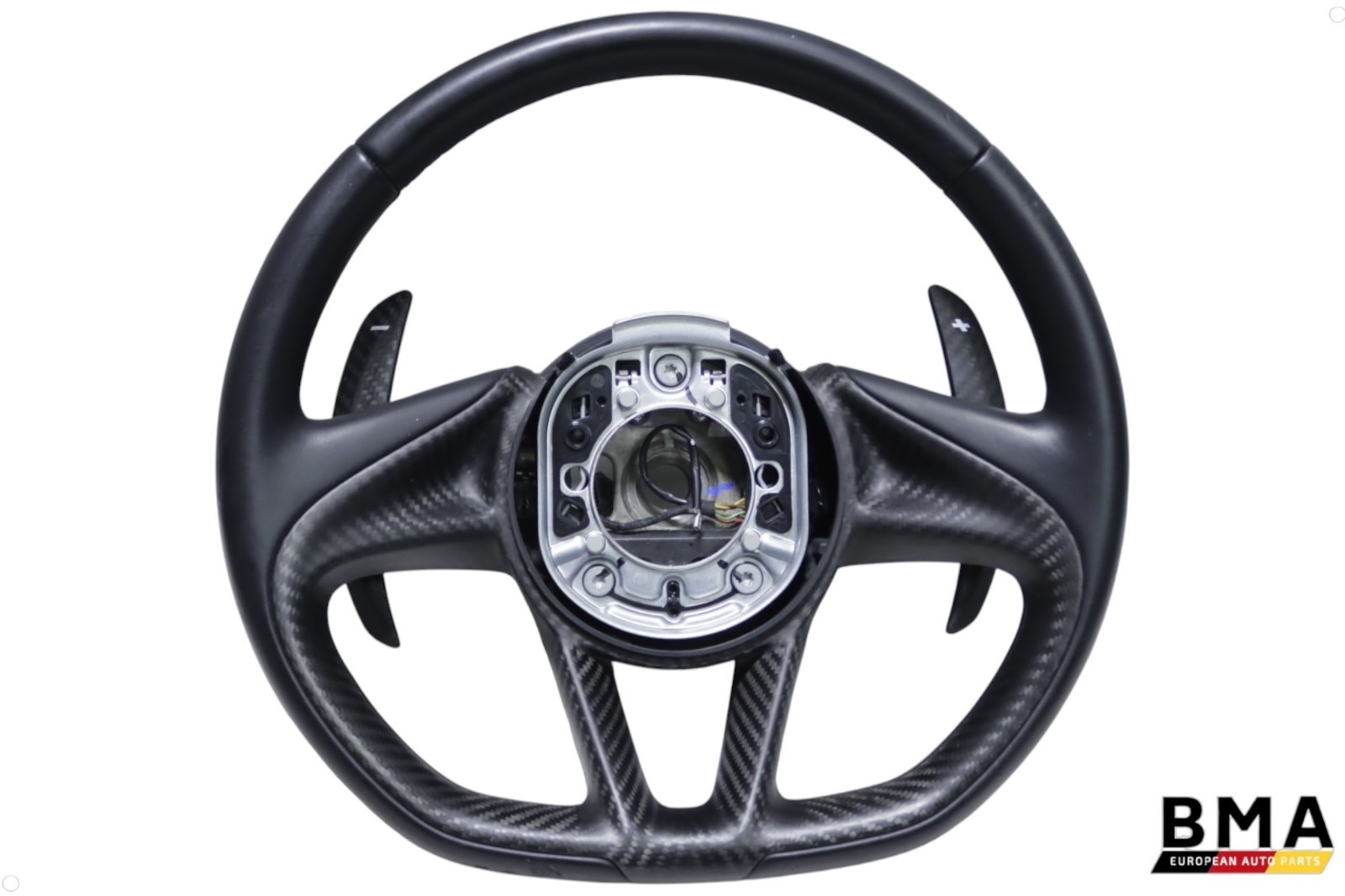 McLaren 720S Front Black Leather Carbon Fiber Steering Wheel 2018 - 2023 OEM