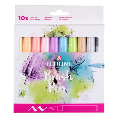 Ecoline Brush Pen Pastellfarben-Set 10 Farben  Sanfte Aquarellmarker