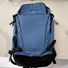 Burton Blue/Black Grid Hiking Backpack Zip Buckle Padded Straps External Pockets