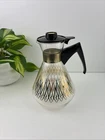 Vintage 60s Pyrex GLASS Coffee Carafe w Lid Gold Atomic Age Diamonds MCM