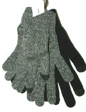Men's Black/Gray Tech Touch Gloves One Size Fits Most 2-Pack
