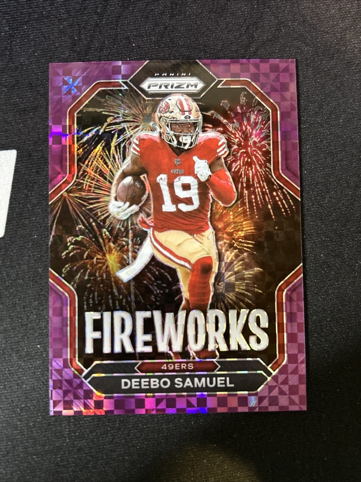 2022 Panini Prizm - Fireworks Purple Power Prizm #F-17 Deebo Samuel /49