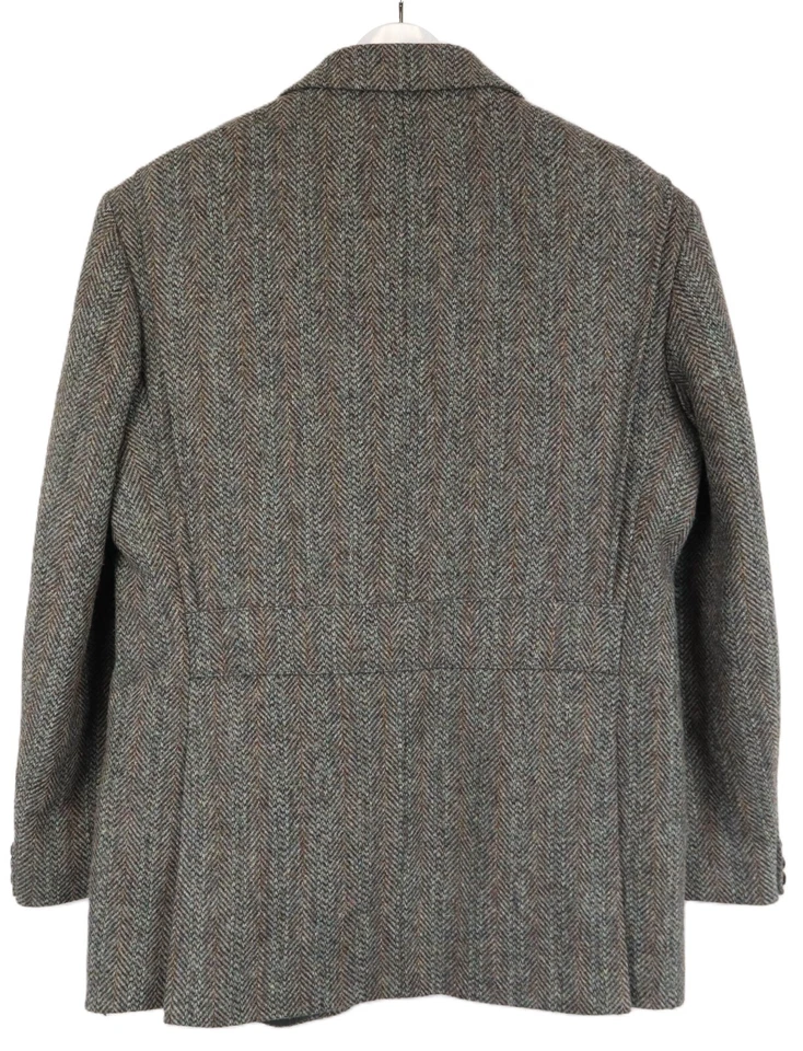 HARRIS TWEED Blazer Men's (UK) 40 Lined Brown Single Breasted Pure Wool Patches - Image 2 of 4