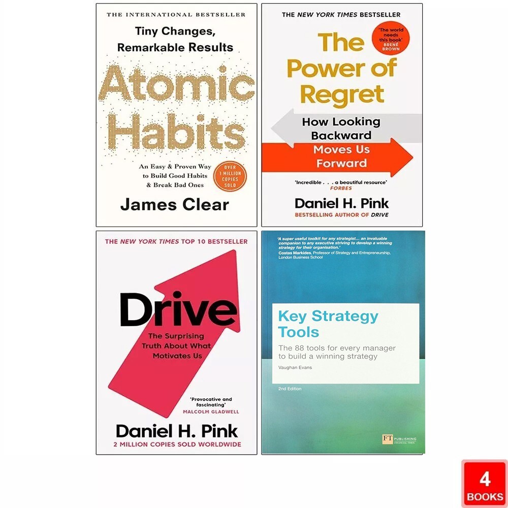 Key Strategy Tools,Atomic Habits James Clear, Power of Regret, Drive 4 Books Set