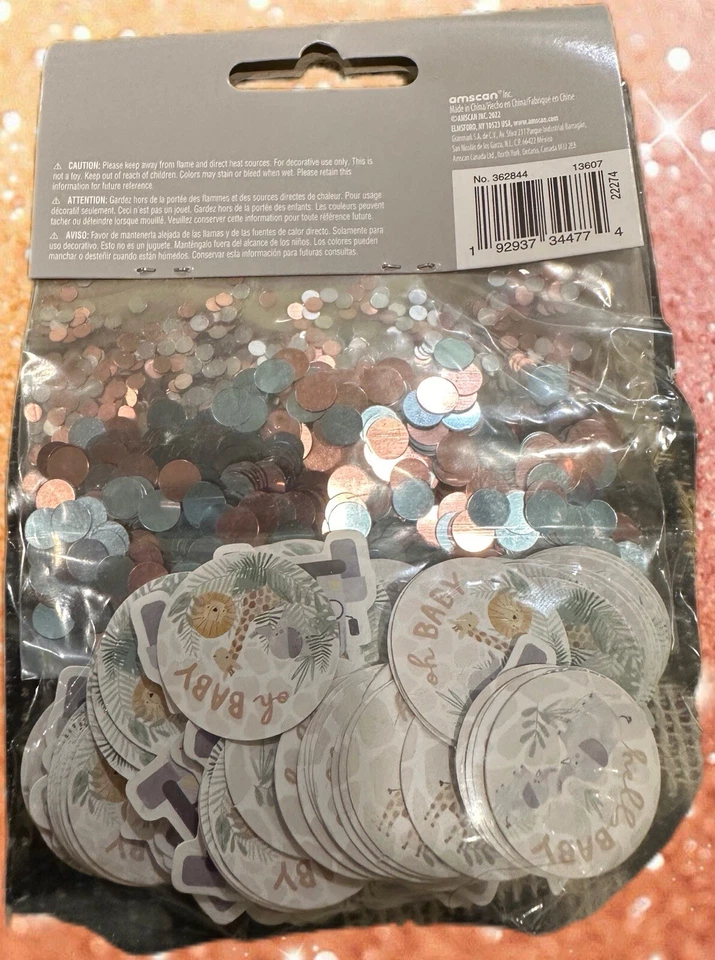 Confeti Soft Jungle Hello Baby 3 Mix 1,2 oz. Decoraciones de vajilla de baby shower Foto 2 de 2