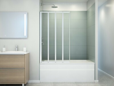 4 Fold Bath Tub Screen Door Chrome Finish ( LuxWay )