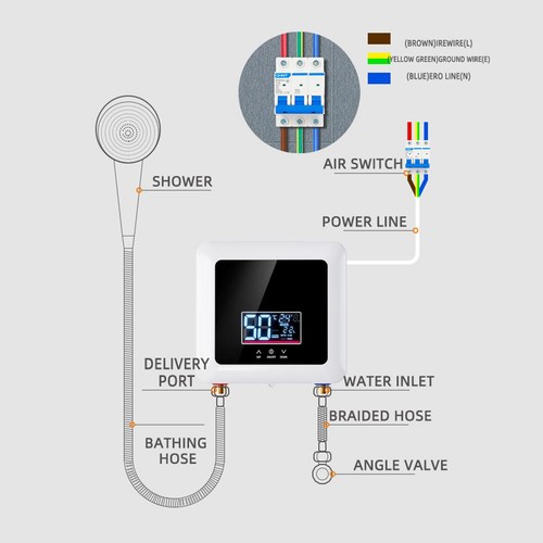 Tankless on Demand Water Heater Electric with LED Instant Hot Water Heater 110V - Picture 15 of 24