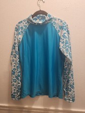 UV Skinz UPF 50 Sunwear Long Sleeve Stretch Blue Top Womens sz M 32