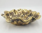 Vintage Large Stangl Pottery 22 kt Gold and Black Console Bowl Vase 10"  MCM
