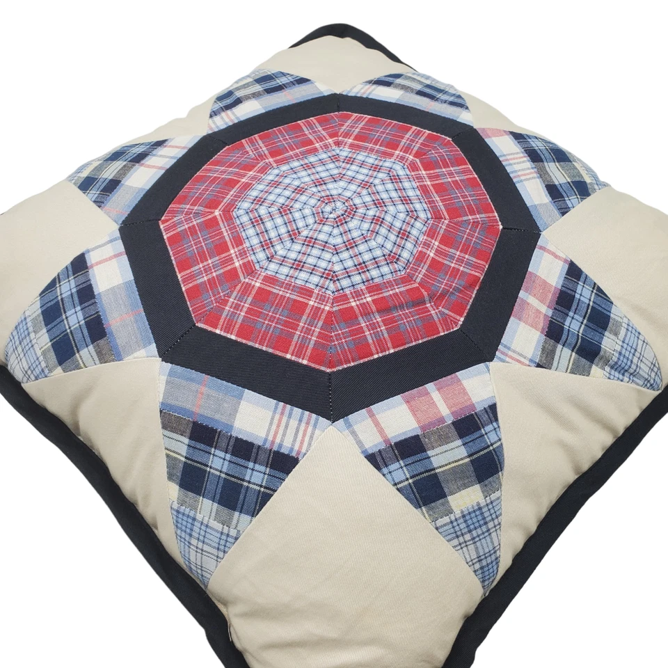 Dockers клетку выстеганная звезда 15 x 15 квадратная подушка красный синий патриотический 4 июля - Изображение 4 из 4