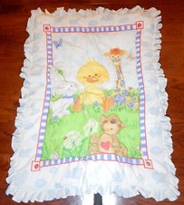 Little Suzys Zoo Baby Crib Quilt Duck Giraffe Bear Ruffled Edge Gerber