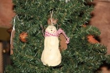 Country Primitive Snowman with Scarf Ornament 4.5" Christmas New