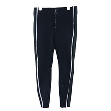 Zara Black Stretch Side Stripe Zip Front Pants Womens Large Athleisure Trousers