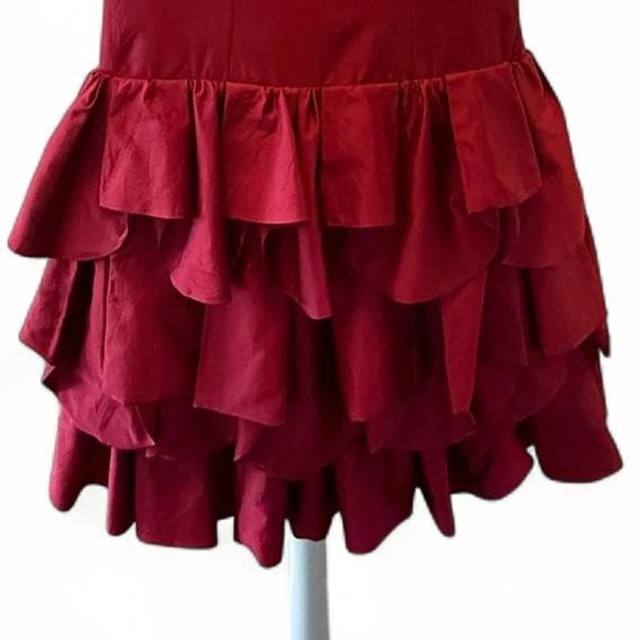 Mini abito vintage anni 80 ispirato Moschino rosso seta con volant