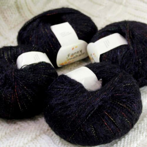 Sale New 4BallsX50g Luxury Fancy Soft Lace Mohair Rugs Hand Knit Crochet Yarn 11 - 第 1/12 張圖片