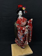 Beautiful Geisha Doll Japanese Collectible Doll Gofun Red Kimono DOLL Vintage18”