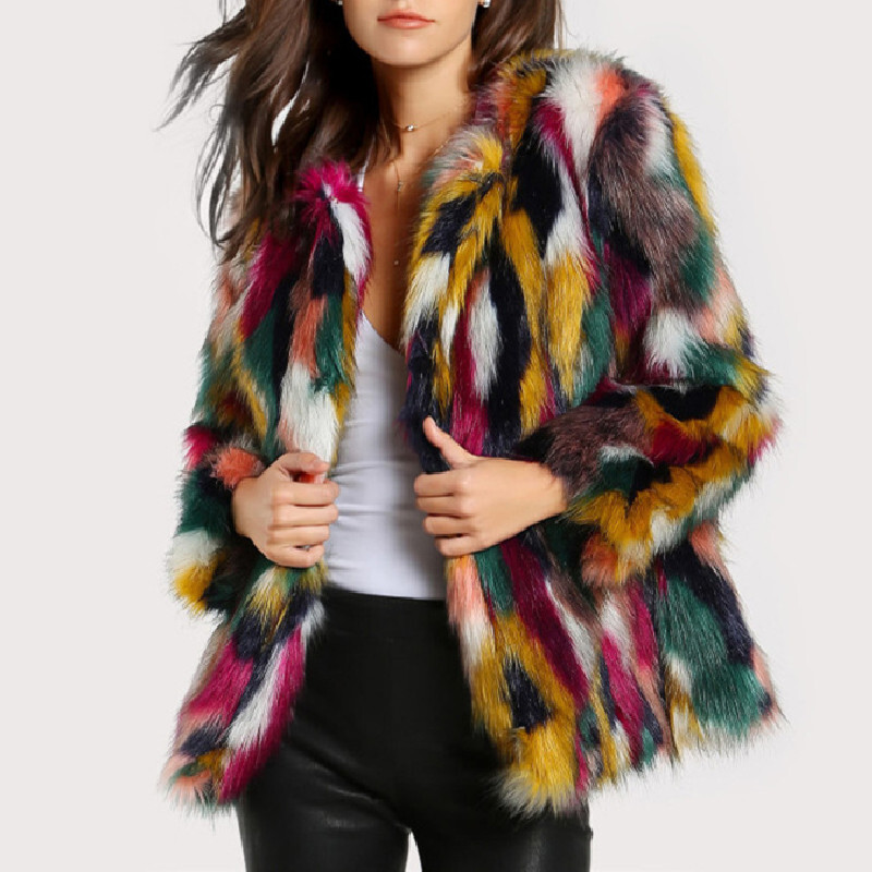 Womens Faux Fur Long Sleeves Jacket Winter Warm Fashion