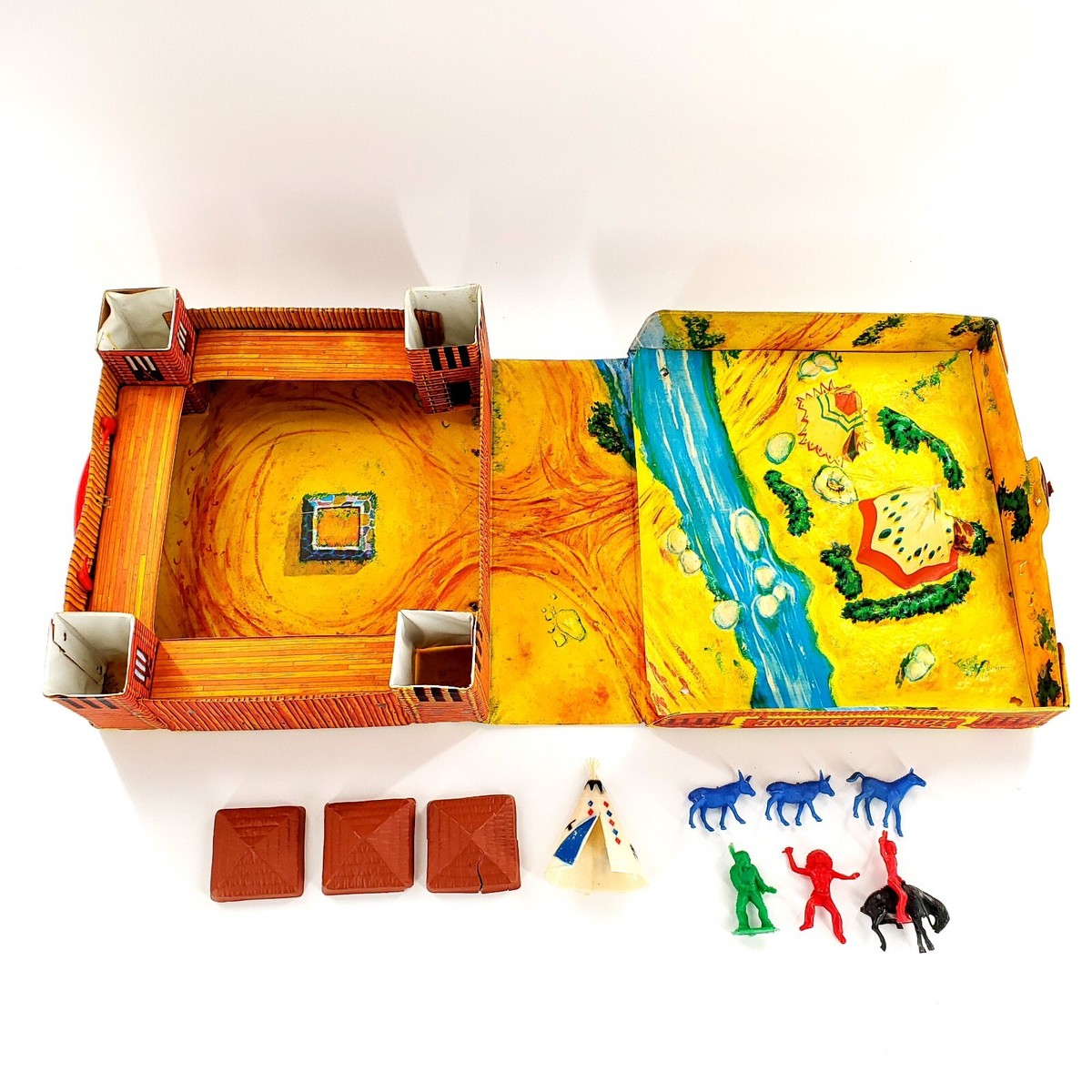 Vintage Ideal Fort Cheyenne Folding Play Set Incomplete Broken