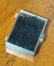 Vintage 1960s Black U-Shaped Metal Hairpins Bobby Pins With Case