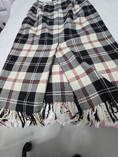 Tartan Plaid Pencil Skirt W Fringe Waist 26X30 STAINS SEE PICS Outlander Look - Picture 8 of 9