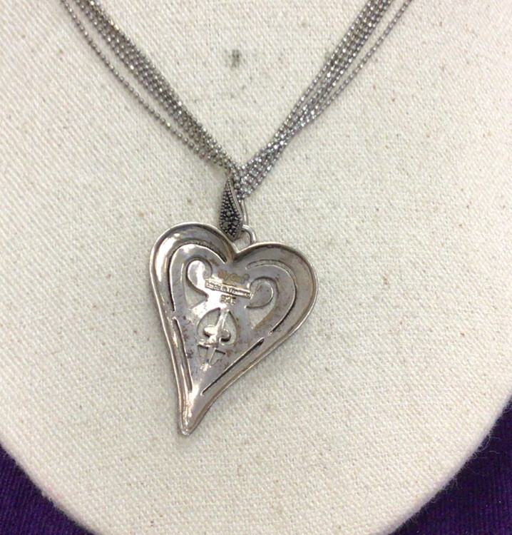 Sterling Silver 925 Multi Stranded Marcasite Hear… - image 3