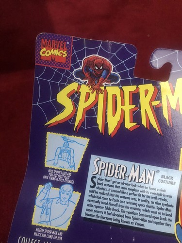 Figura de disfraz negro Spider-Man 1995 Marvel Comics sin abrir Toy Biz - Imagen 6 de 9