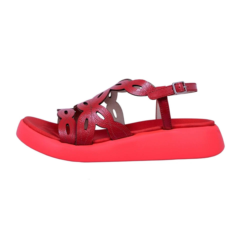 Wonders Darya Damen Sandalen Flach Rot Leder C-6542 - Komfort - Bild 1 von 4
