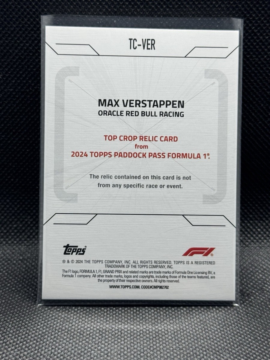 Max Verstappen Top Crop Relic /35 2024 Topps F1 Paddock Pass #TC