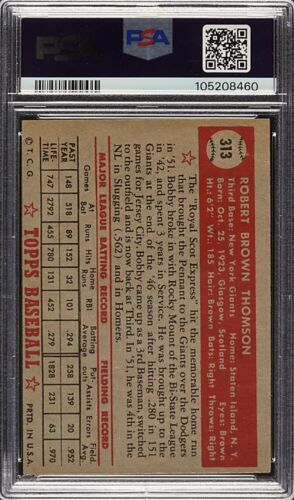 1952 Topps #313 Bobby Thomson High Number PSA GOOD 2 - Picture 2 of 2