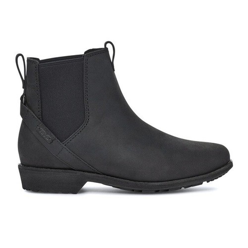 Teva schwarze wasserdichte Damen-Stiefeletten aus Leder zum Überziehen Größe 8