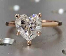 Real Moissanite 4Ct Heart Cut Women's Wedding Ring 14k Rose Gold Plated