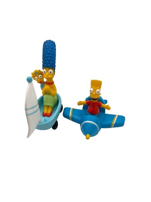 2000 The Simpsons Vehicle Set Marge Maggi Bart Sail Boat Blue Airplane Vintage