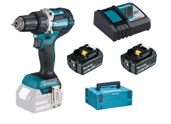 Makita DDF484RTJ Akku-Bohrschrauber 18V DDF484Z+ 2X Akku 5Ah + Lader + Makpac 2-image