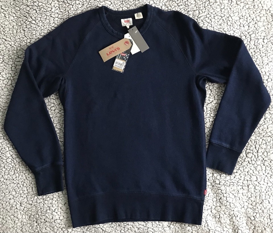 Levis Men's Size Small Crew Neck Jumper Indigo/Blue Band New with Tags