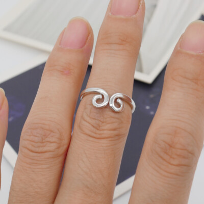 925 Sterling Silver Spiral Swirl Open Kunckle Midi Pinkie Ring