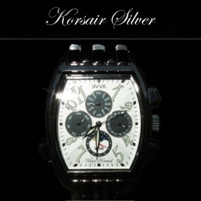NEW MENS AUTOMATIC VAAN KONRAD KORSAIR SUN/MOON SILVER DIAL WATCH WITH BRACELET