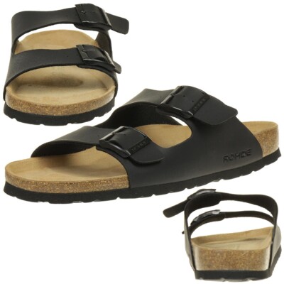 Rohde Herren Pantoletten Sandalen schwarz Zweiriemer Schuhe