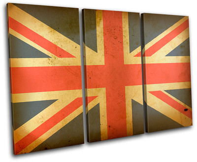 Union Jack Abstract Maps Flags TREBLE Leinwand Wand Kunst Bild drucken
