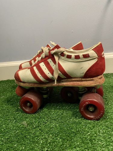 Vintage 1970s Chiacgo Red White Stripped Roller Derby Sneaker Skates Size 6 - Picture 8 of 16