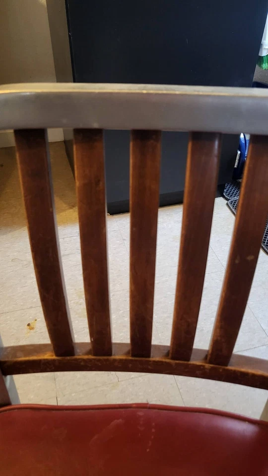 Par de sillas laterales Shaw-Walker vintage de arce, aluminio y vinilo casi como nuevas Foto 3 de 4