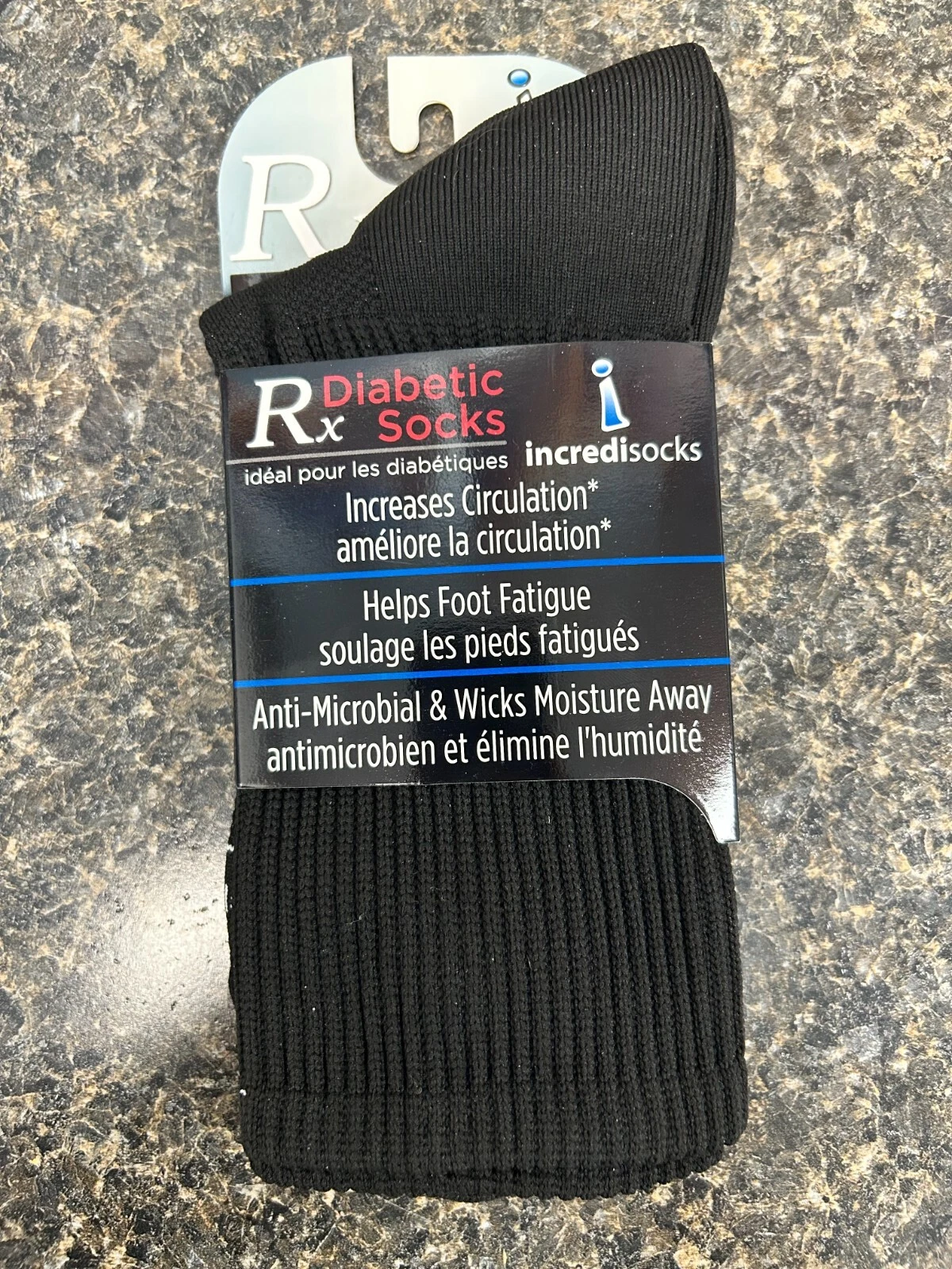 **NEW** Incrediwear Unisex Circulation (DIABETIC) Crew Socks BLACK SIZE LARGE