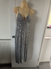Size 10 uk new women topshop sequin midi dress silver Party Christmas