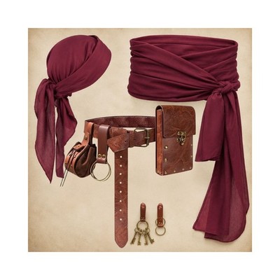 Pirate Costume Accessory Set Medieval Renaissance Belt Pouch LARP Cosplay
