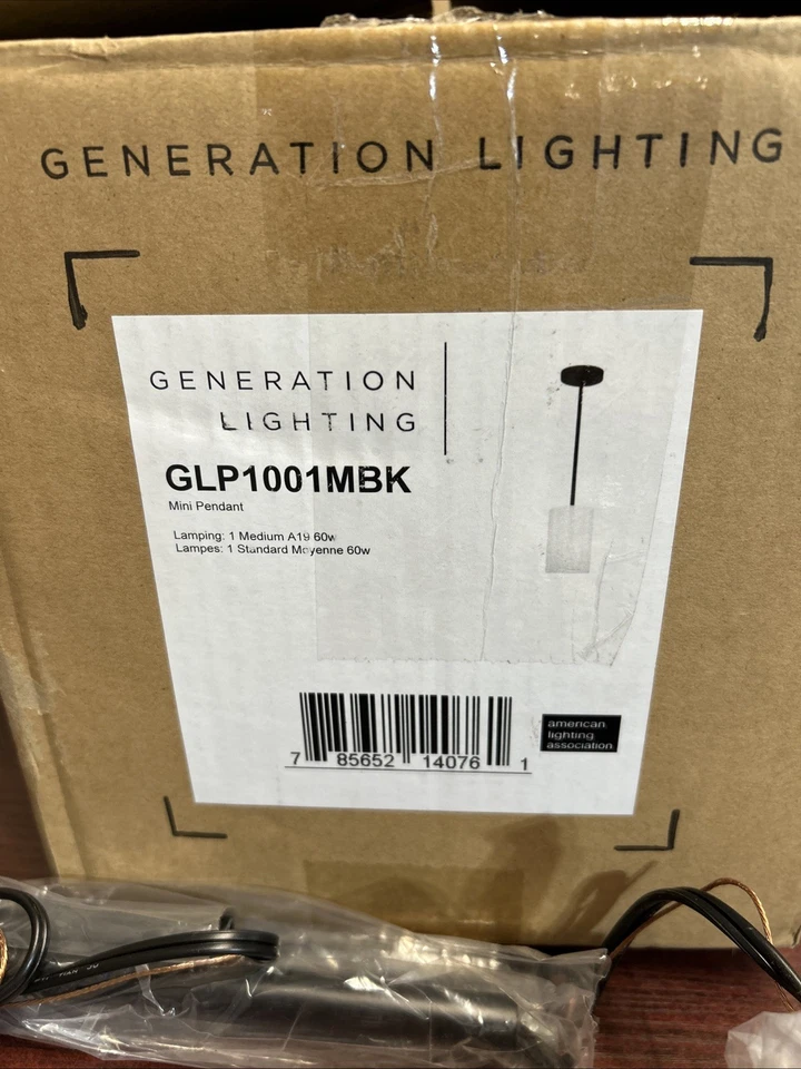 Generation Lighting Rhett 1-Lt Pendant, Black/Painted White - GLP1001MBK - Image 2 of 4